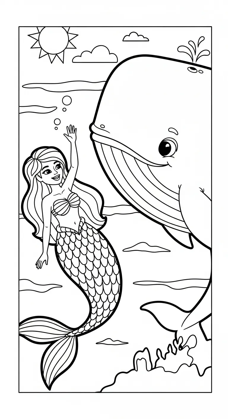 tranh tô màu Tranh Tô Màu Tiên Cá cho bé tải miễn phí