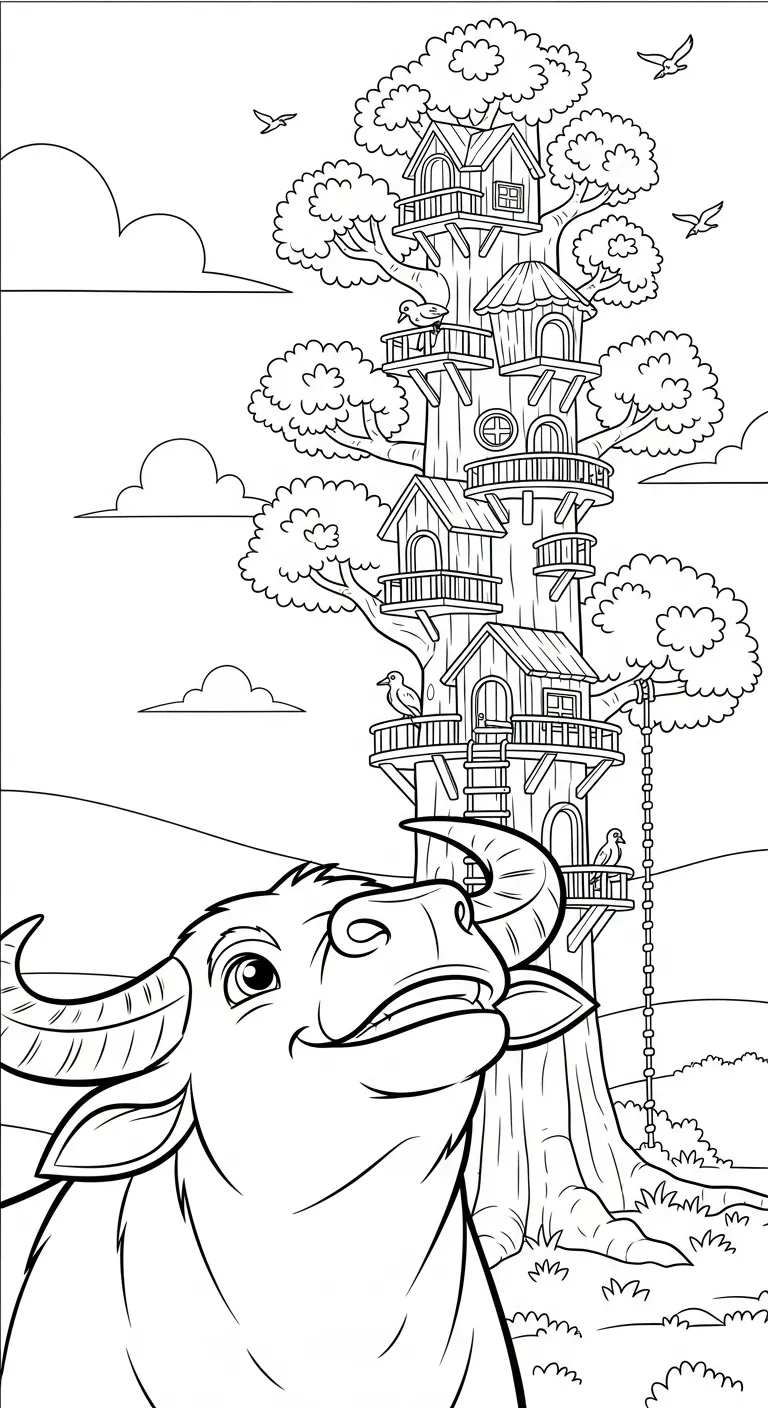 tải hình tô màu Tranh Tô Màu Trâu cho bé 6 tuổi