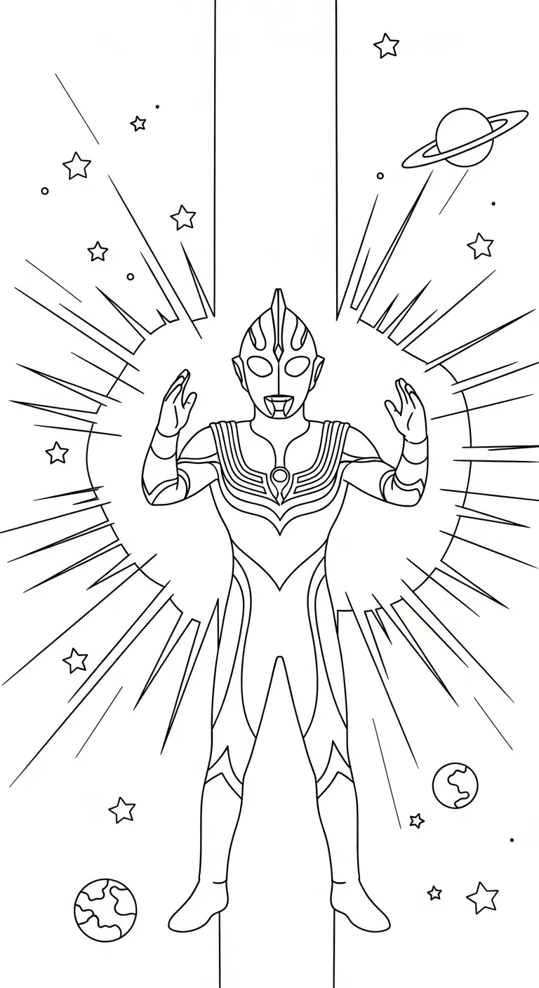 in hình tô màu Tranh Tô Màu Ultraman cho bé 8 tuổi