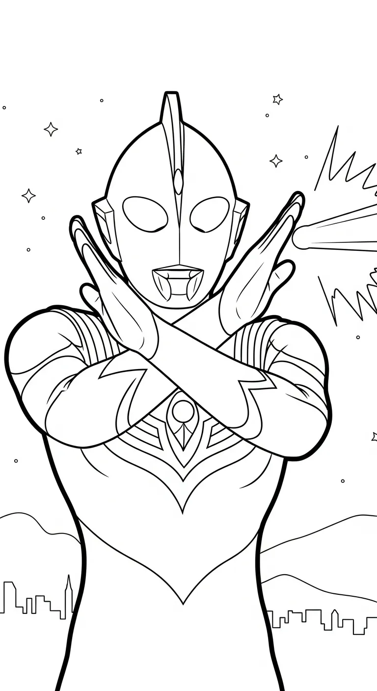 in hình tô màu Tranh Tô Màu Ultraman khổ A4