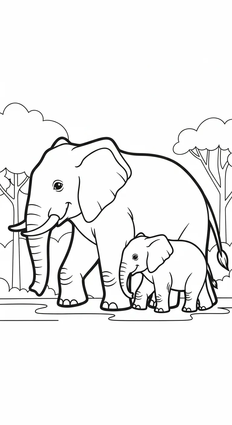 file pdf tranh tô màu Tranh Tô Màu Voi cho bé