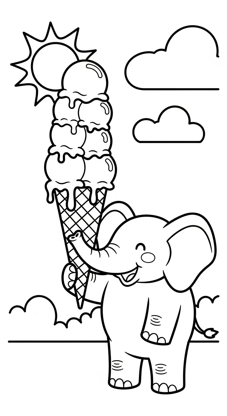 tranh tô màu Tranh Tô Màu Voi cho bé tải miễn phí