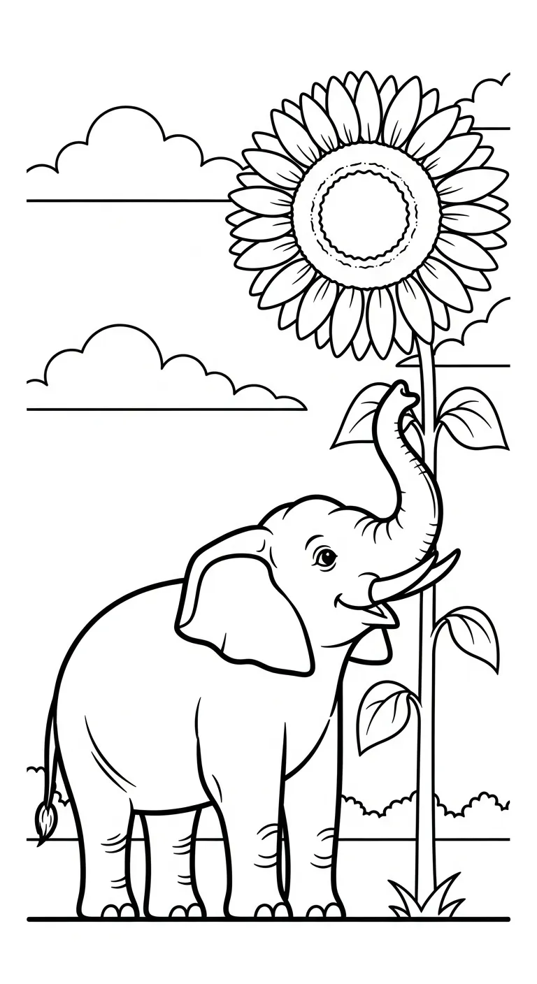 in tranh tô màu Tranh Tô Màu Voi khổ A4