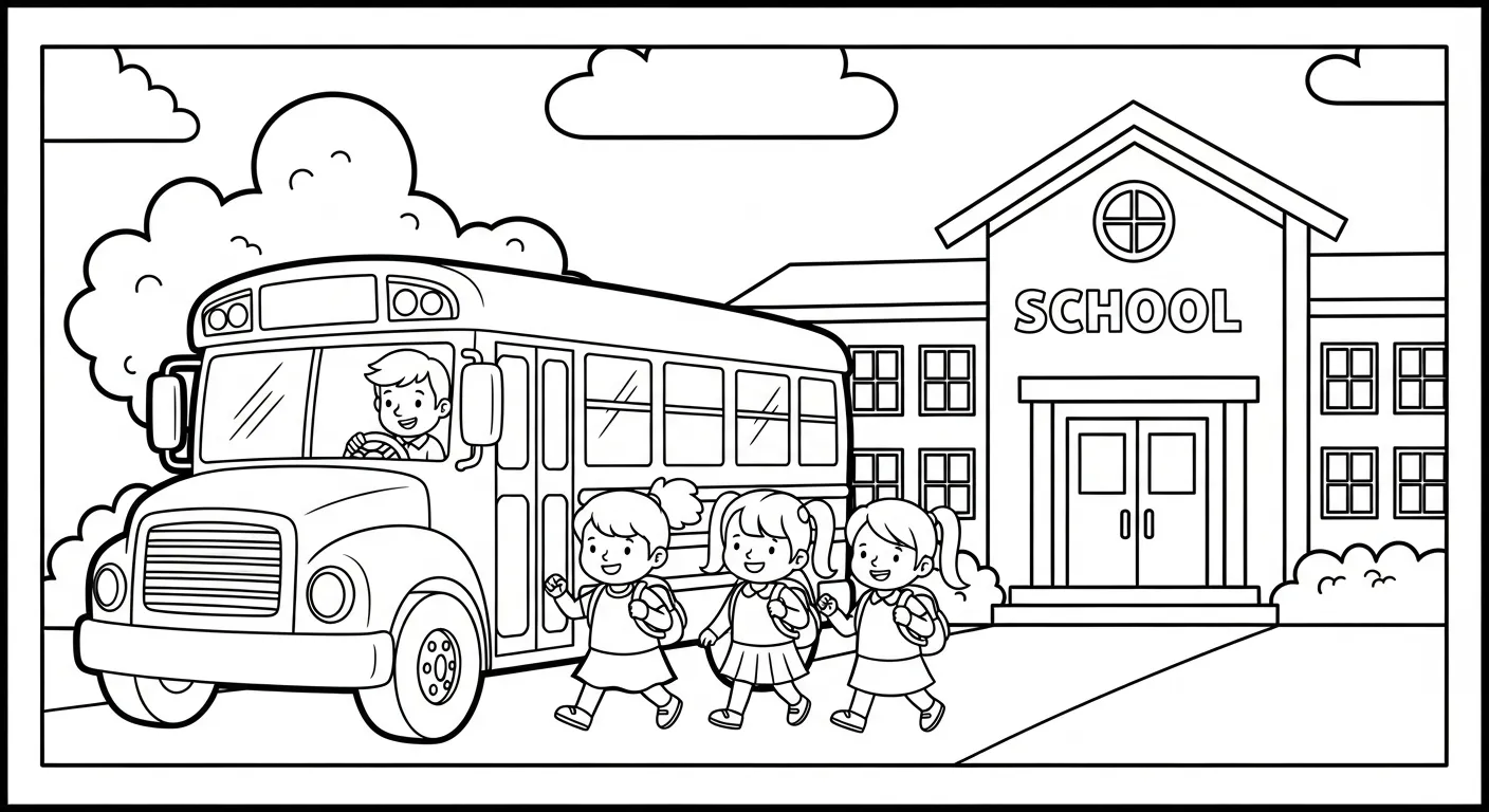 in tranh tô màu Tranh Tô Màu Xe Buýt cho bé 6 tuổi