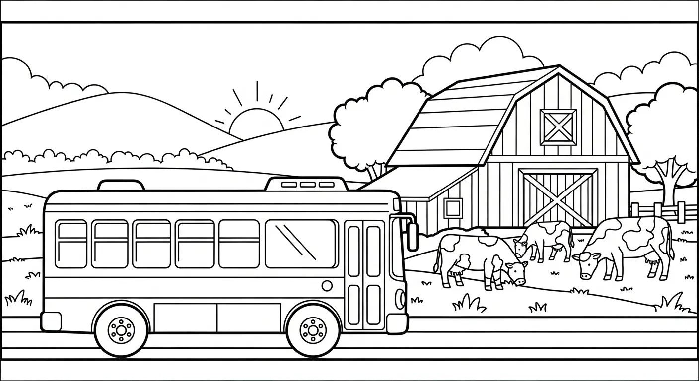 tranh tô màu Tranh Tô Màu Xe Buýt cho bé 8 tuổi