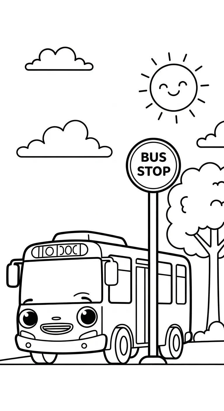in hình tô màu Tranh Tô Màu Xe Buýt miễn phí