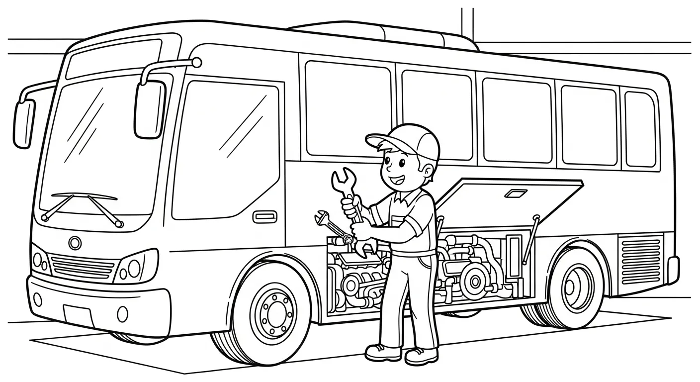hình tô màu Tranh Tô Màu Xe Buýt cho bé 4 tuổi miễn phí