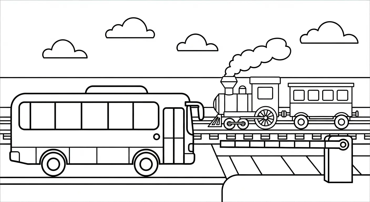 tranh tô màu Tranh Tô Màu Xe Buýt cho bé đơn giản 1