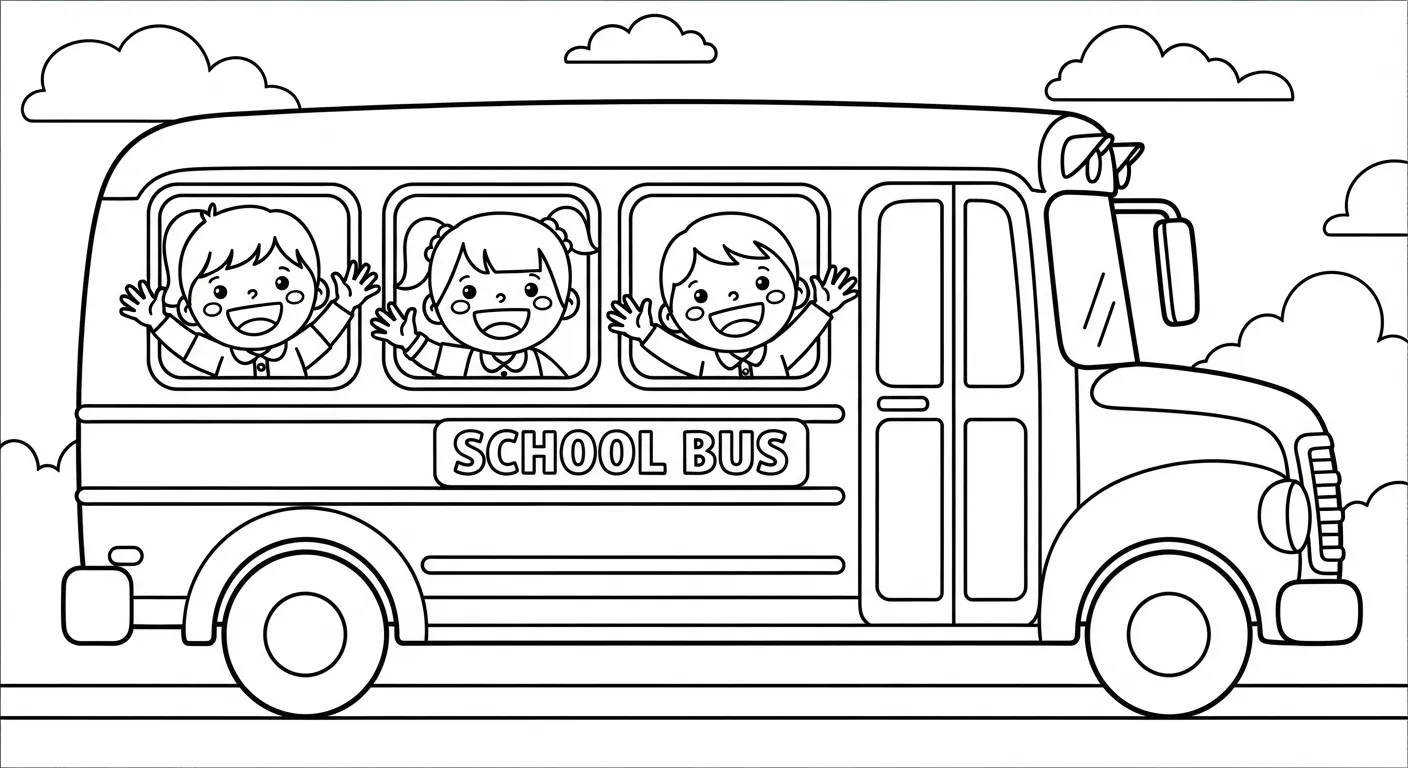 in hình tô màu Tranh Tô Màu Xe Buýt cho bé 5 tuổi
