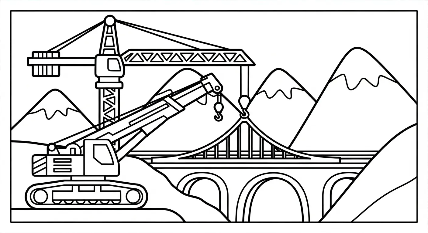 file tranh tô màu Tranh Tô Màu Xe Cẩu cho bé 4-5 tuổi