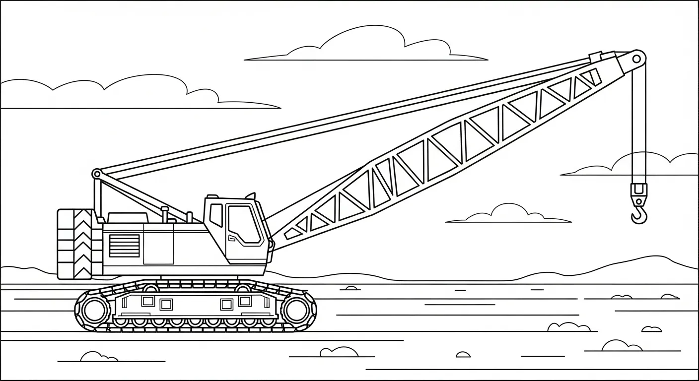 in tranh tô màu Tranh Tô Màu Xe Cẩu cho bé 3 tuổi