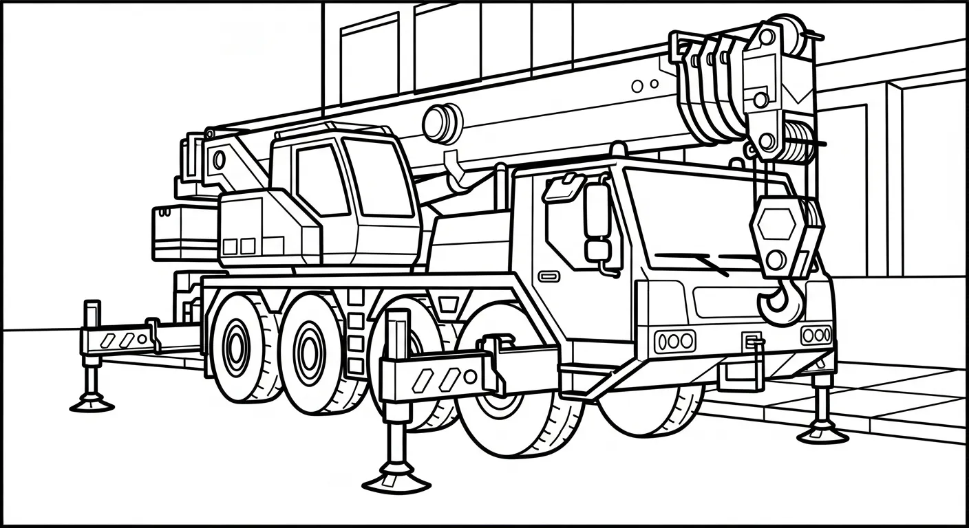 tranh tô màu Tranh Tô Màu Xe Cẩu cho bé 5 tuổi 2