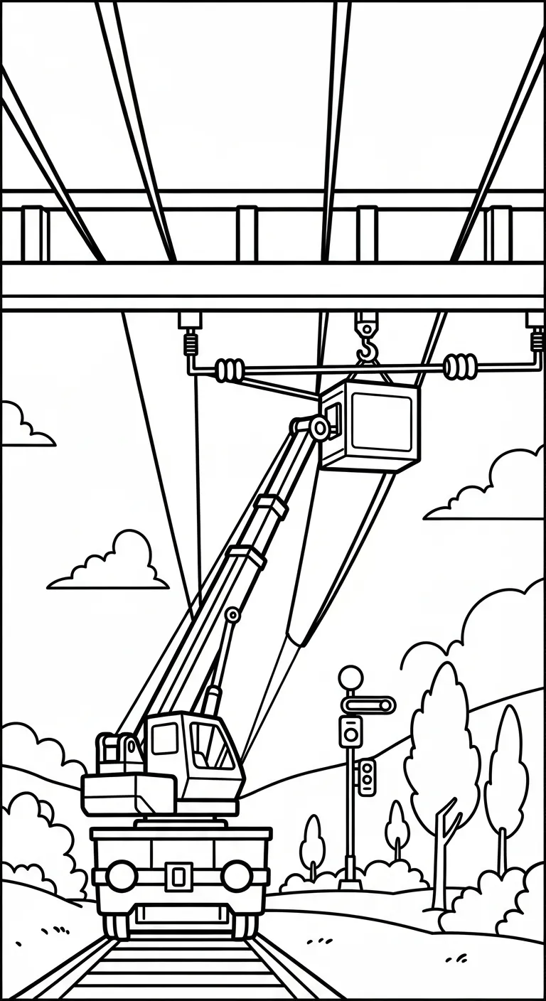hình tô màu Tranh Tô Màu Xe Cẩu cho bé 6 tuổi miễn phí