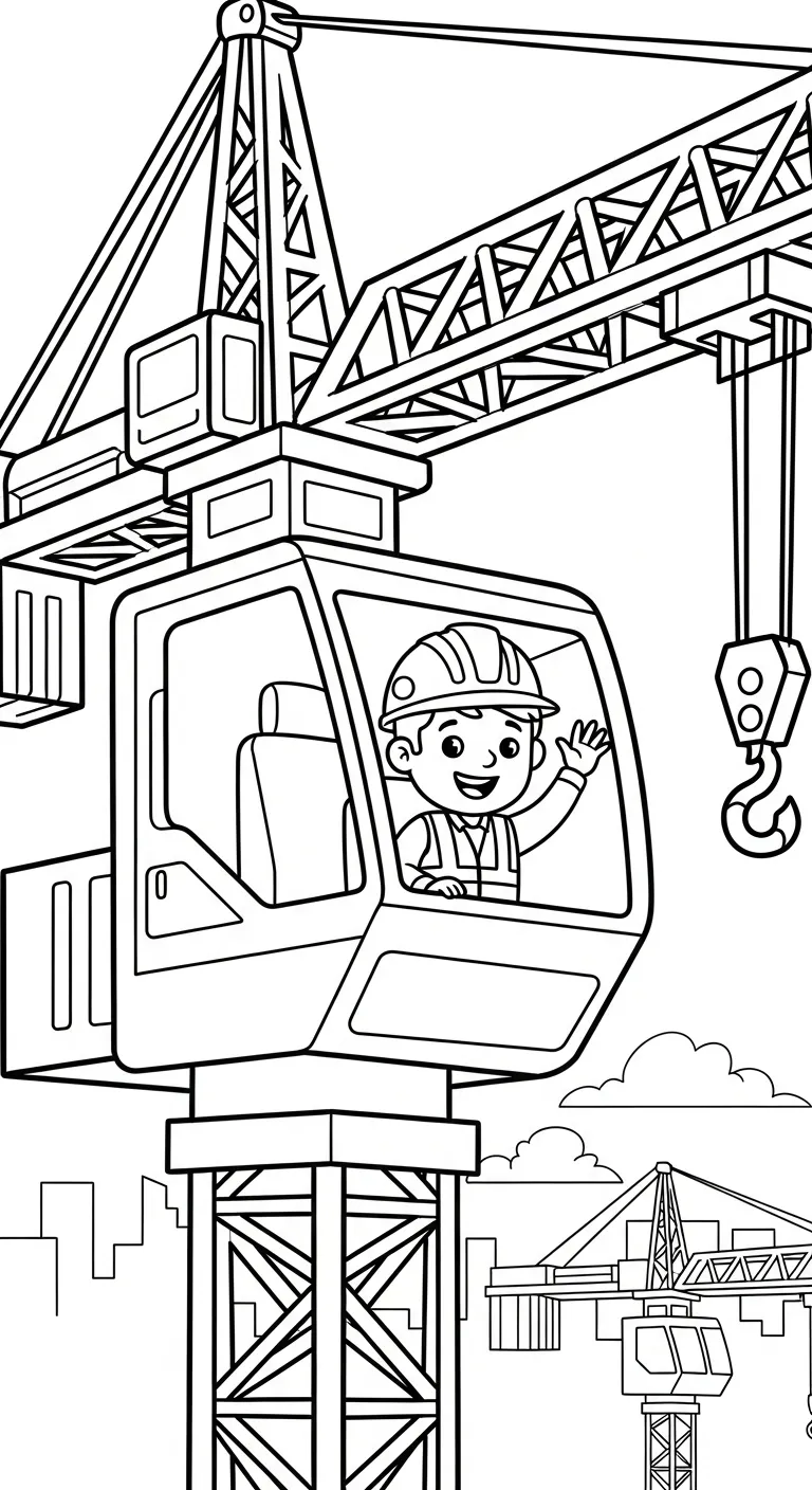 tranh tô màu Tranh Tô Màu Xe Cẩu cho bé 8 tuổi