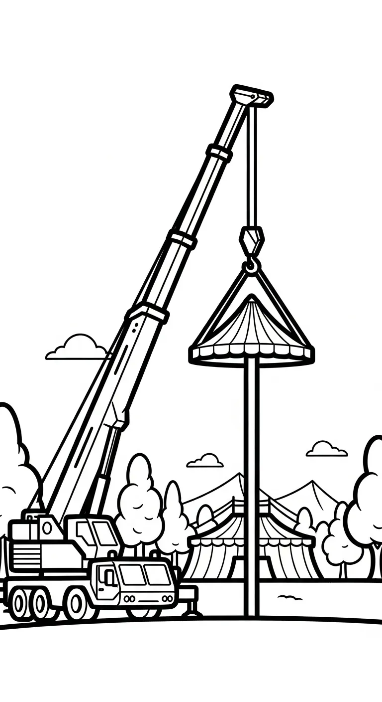 tranh tô màu Tranh Tô Màu Xe Cẩu cho bé 7-8 tuổi