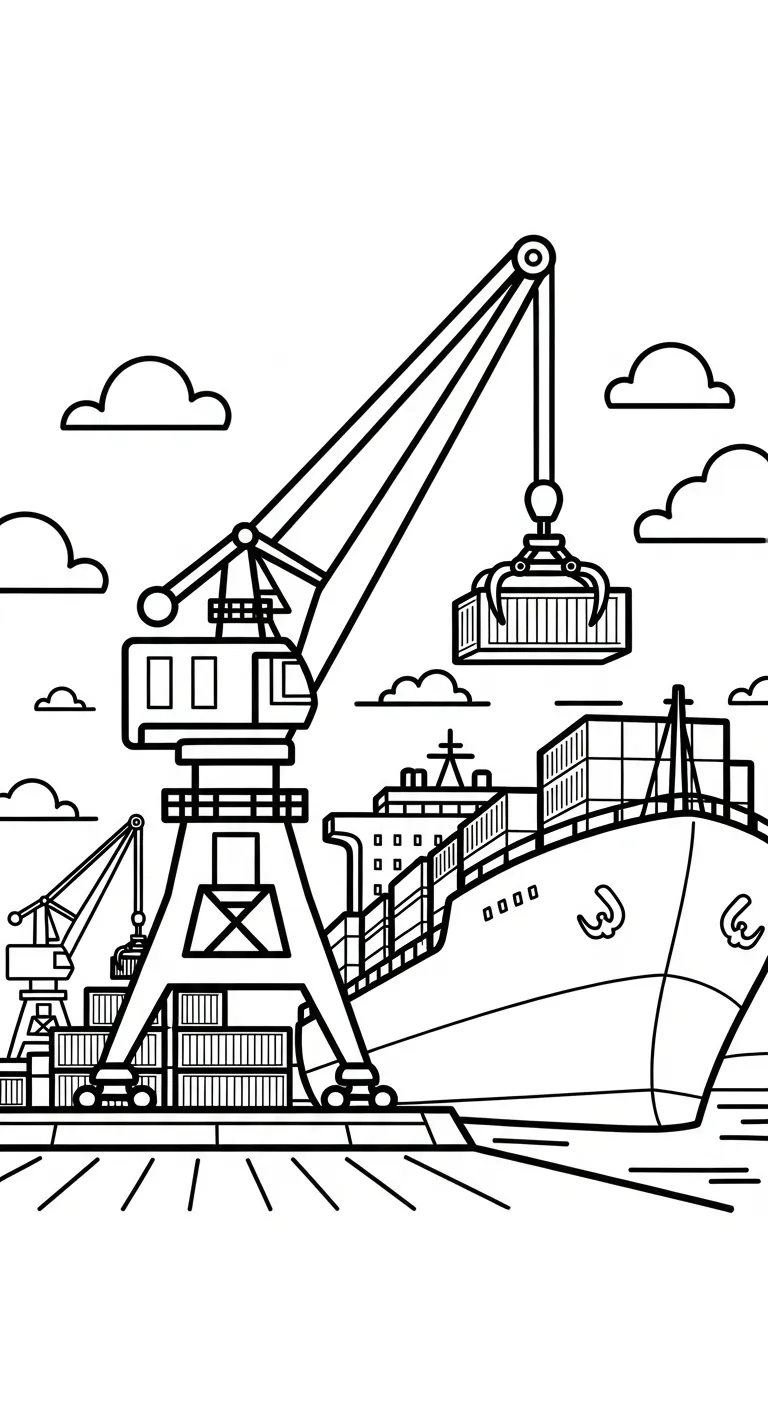 tranh tô màu Tranh Tô Màu Xe Cẩu cho bé 3 tuổi