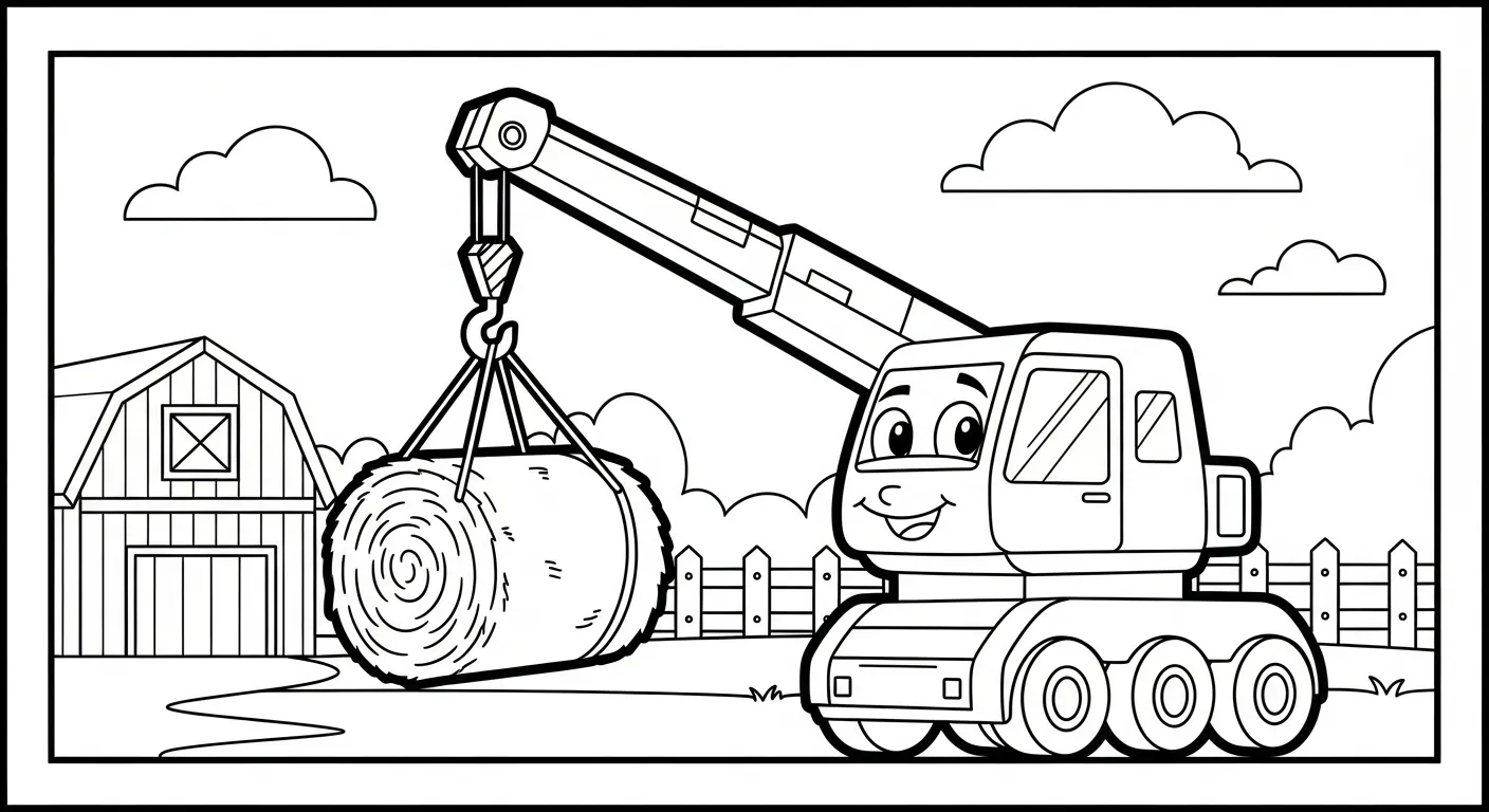 file tranh tô màu Tranh Tô Màu Xe Cẩu cho bé 4-5 tuổi 1