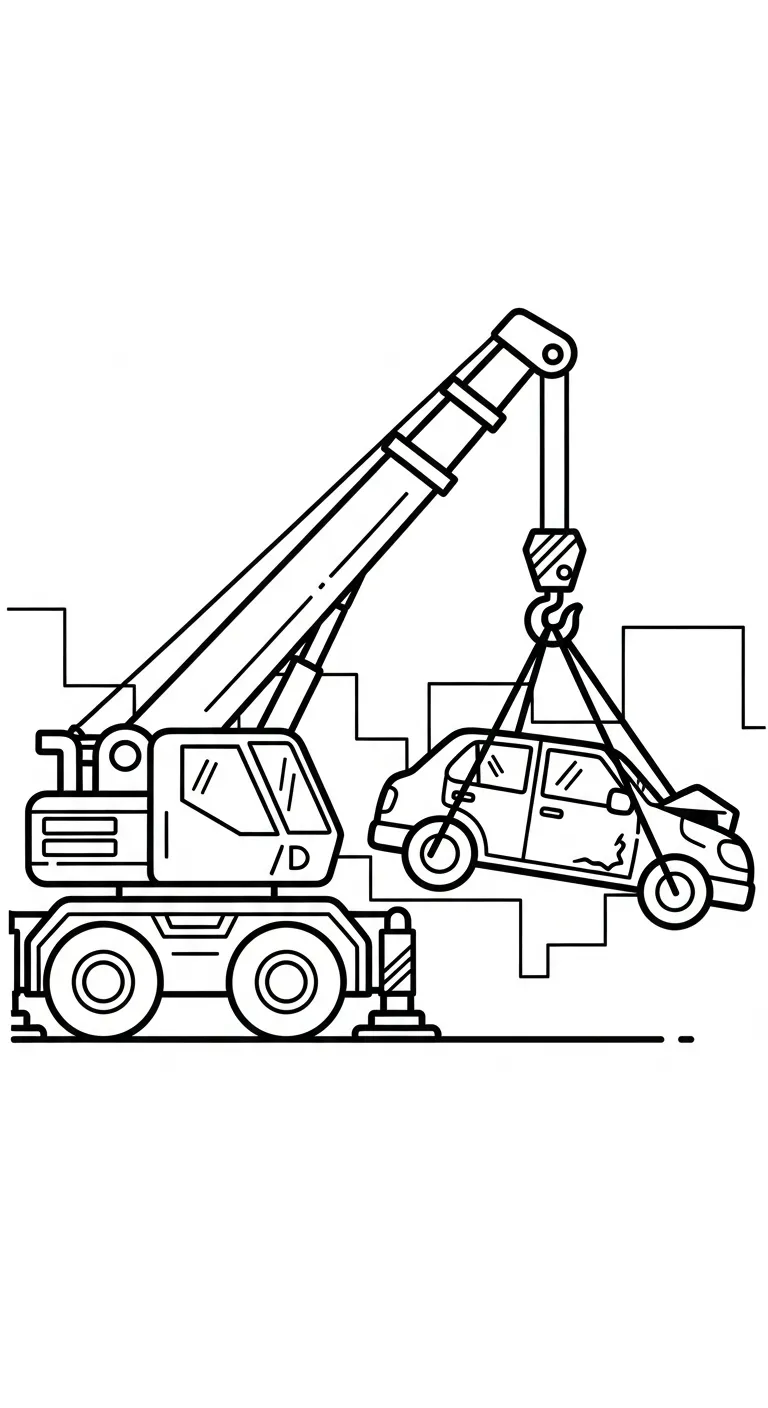 in hình tô màu Tranh Tô Màu Xe Cẩu cho bé 8 tuổi 1