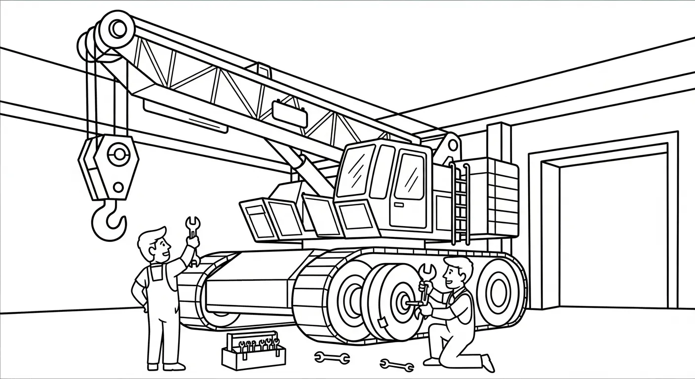 tranh tô màu Tranh Tô Màu Xe Cẩu cho bé 3 tuổi miễn phí