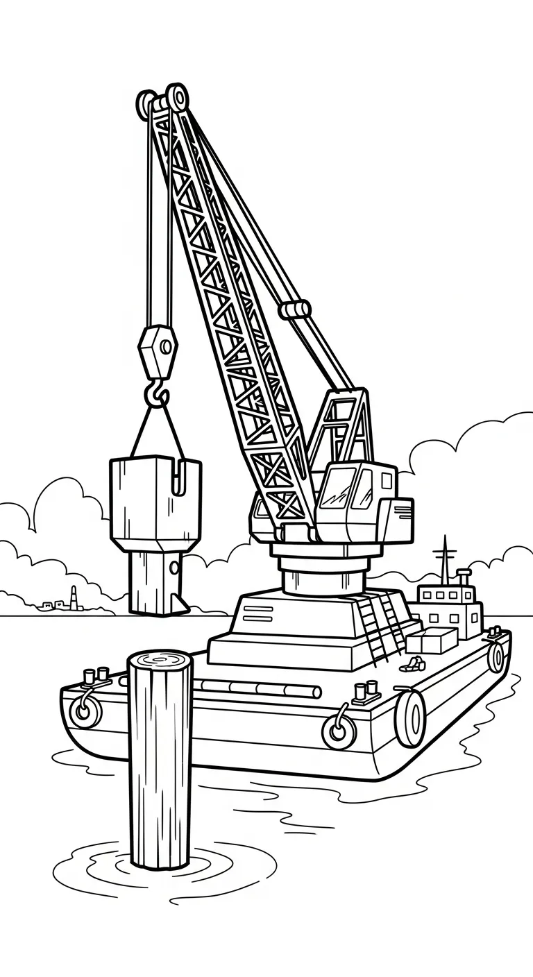tranh tô màu Tranh Tô Màu Xe Cẩu cho bé 7 tuổi miễn phí 1