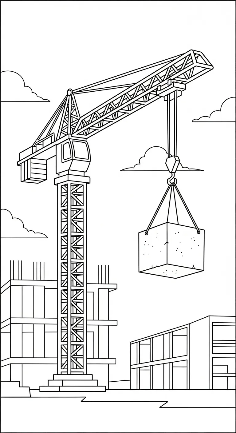 tranh tô màu Tranh Tô Màu Xe Cẩu cho bé 5 tuổi