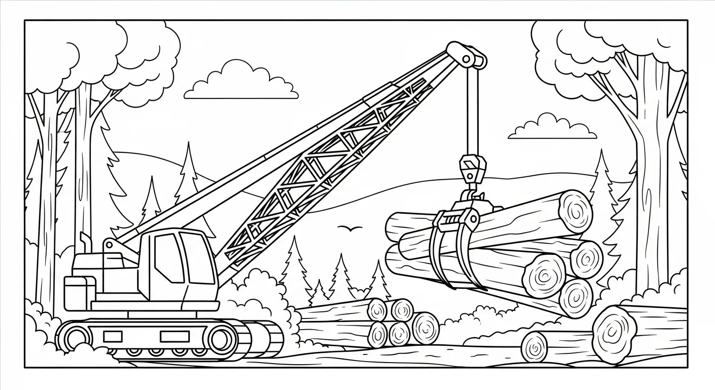 hình tô màu Tranh Tô Màu Xe Cẩu cho bé 7 tuổi