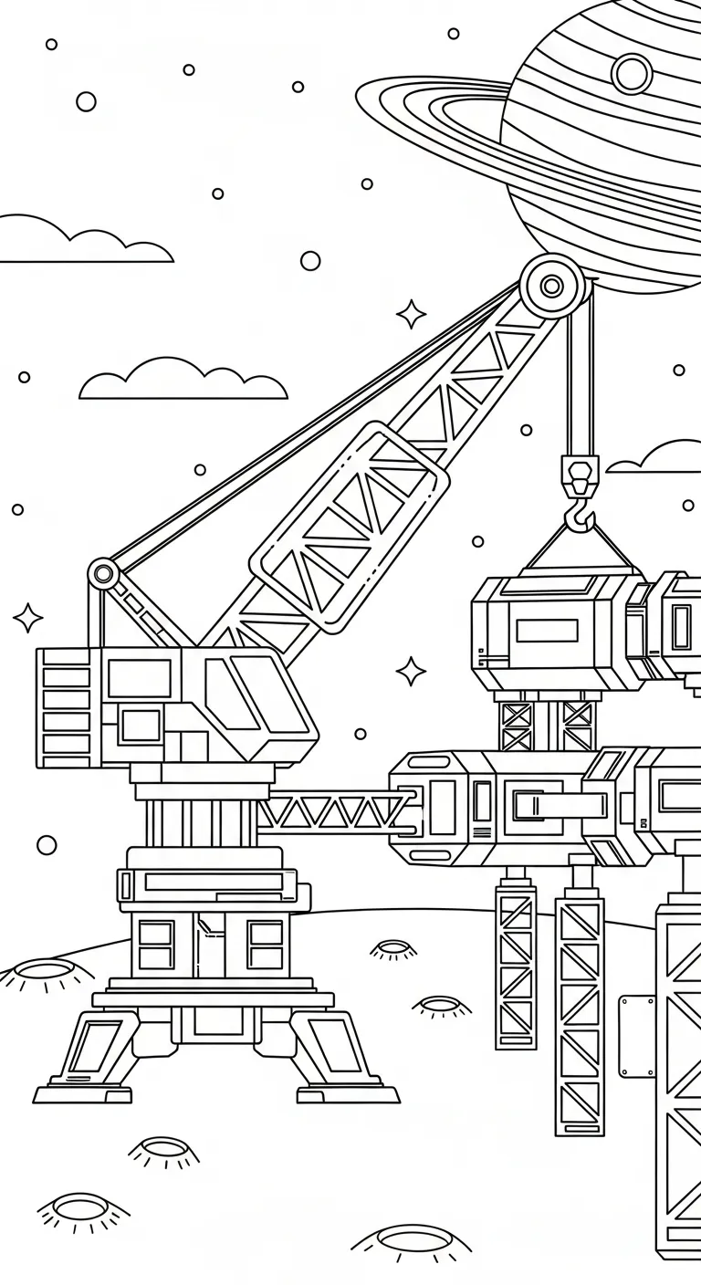 tranh tô màu Tranh Tô Màu Xe Cẩu cho bé đơn giản