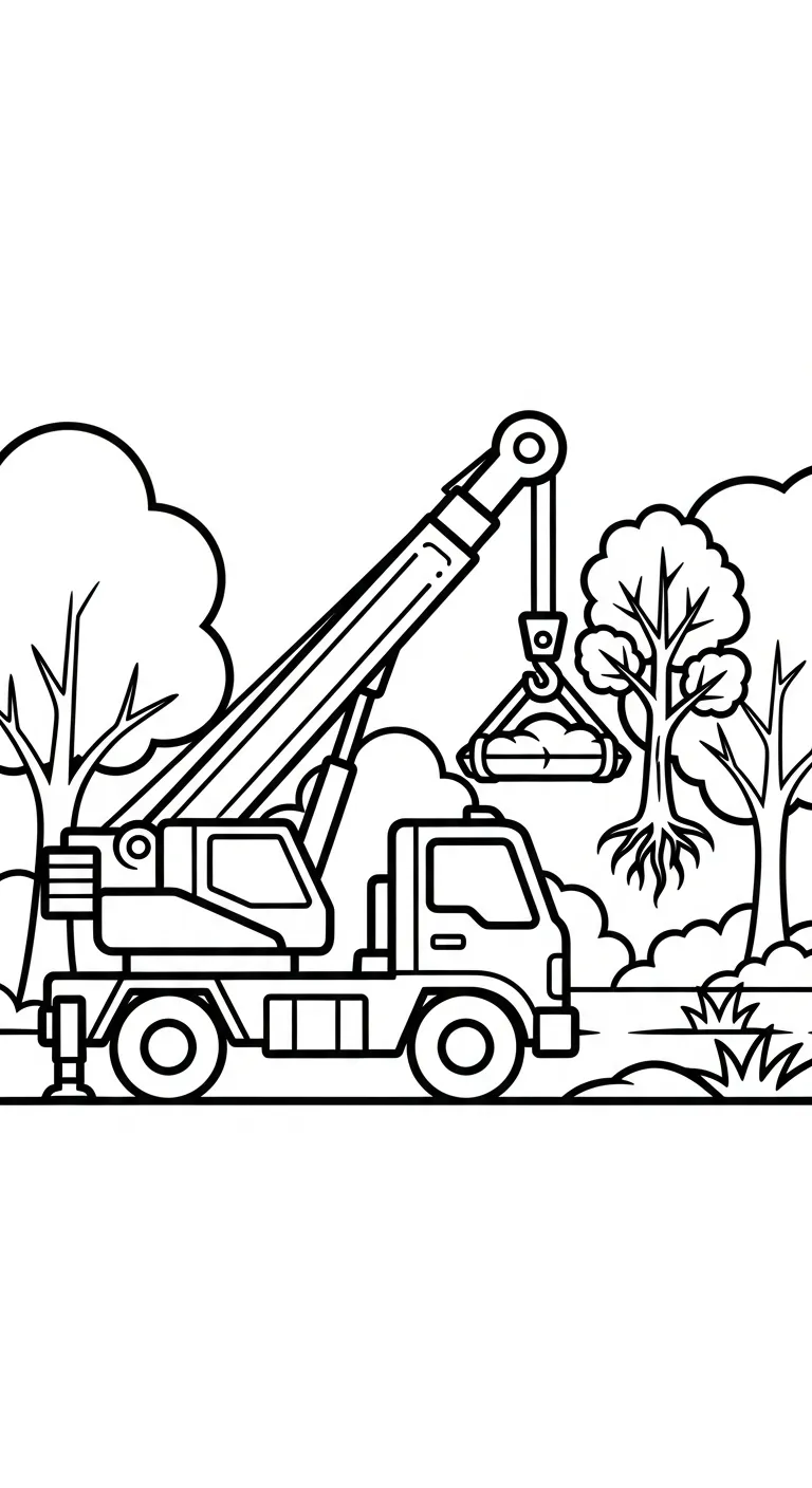 in tranh tô màu Tranh Tô Màu Xe Cẩu cho bé 5 tuổi