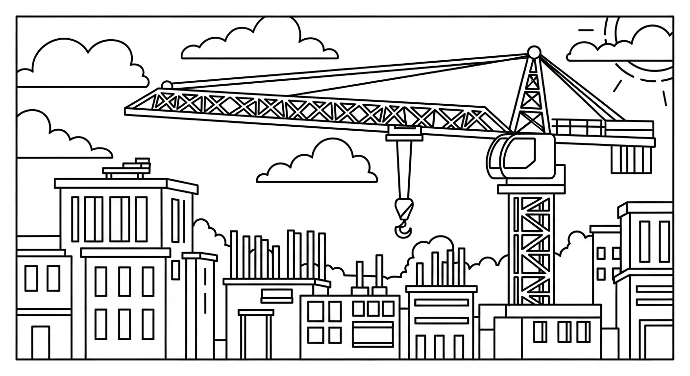 tranh tô màu Tranh Tô Màu Xe Cẩu cho bé 5 tuổi 1
