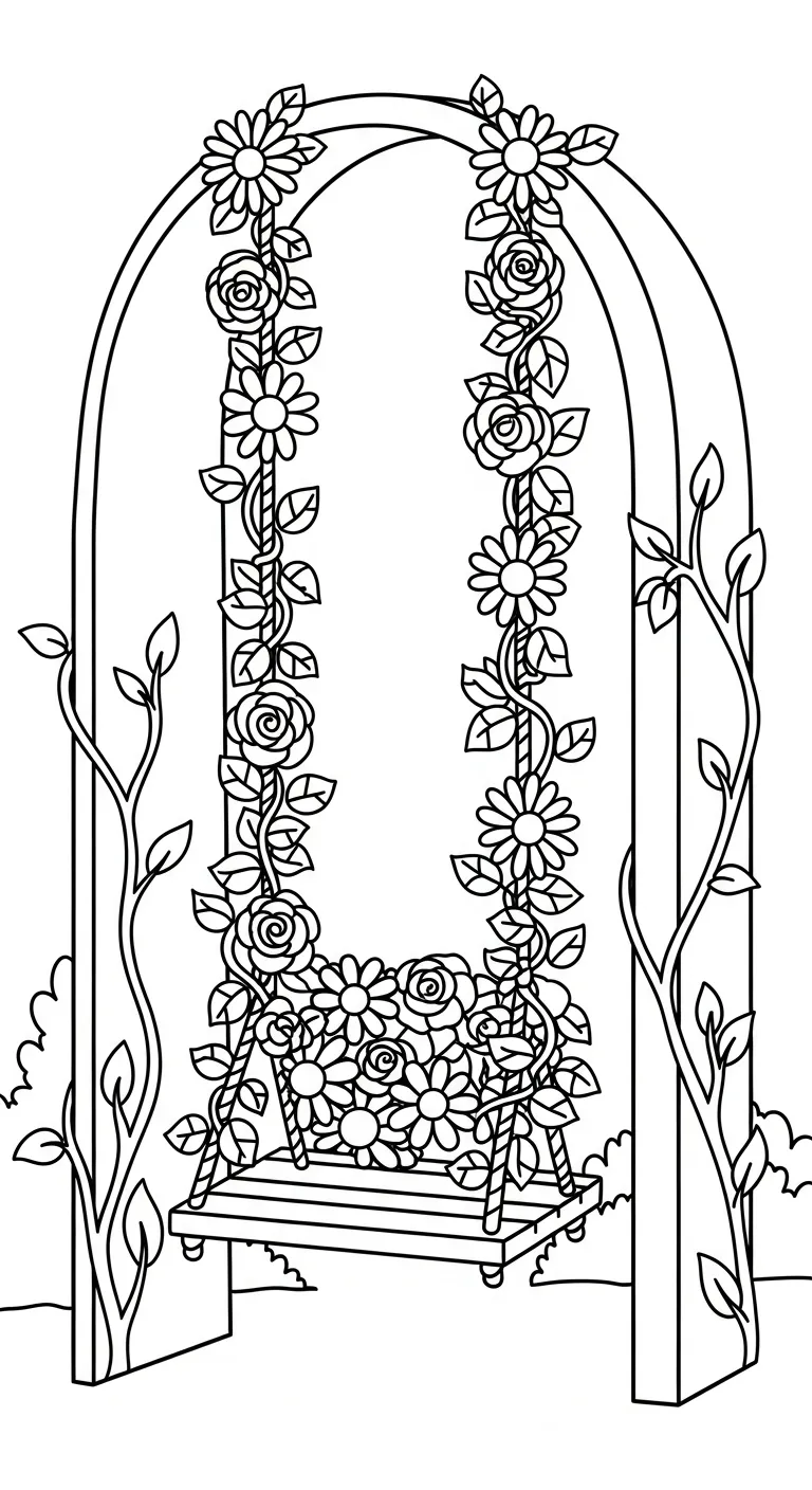 hình tô màu Tranh Tô Màu Xích Đu cho bé 4 tuổi miễn phí 1