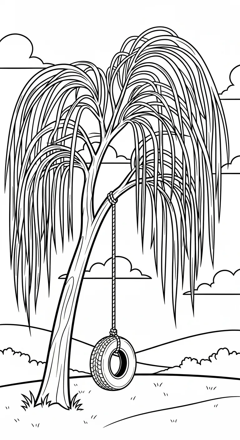 in tranh tô màu Tranh Tô Màu Xích Đu cho bé 3 tuổi