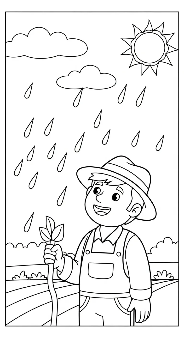 download hình tô màu Trời Mưa miễn phí