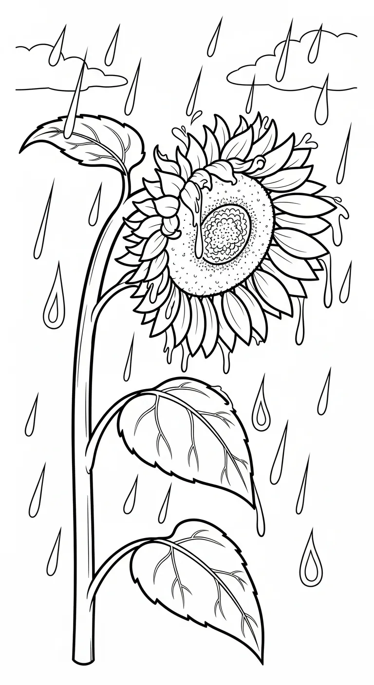 tải hình tô màu Trời Mưa cho bé