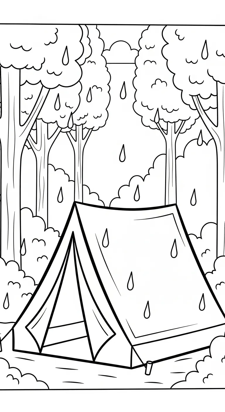 in hình tô màu Trời Mưa