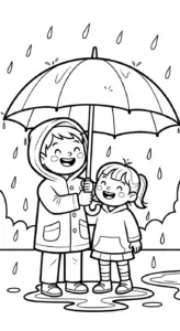 in hình tô màu Trời Mưa cho bé 5 tuổi
