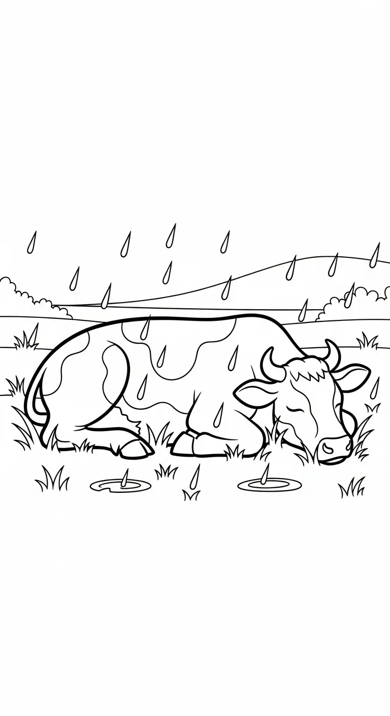 in hình tô màu Trời Mưa khổ A4