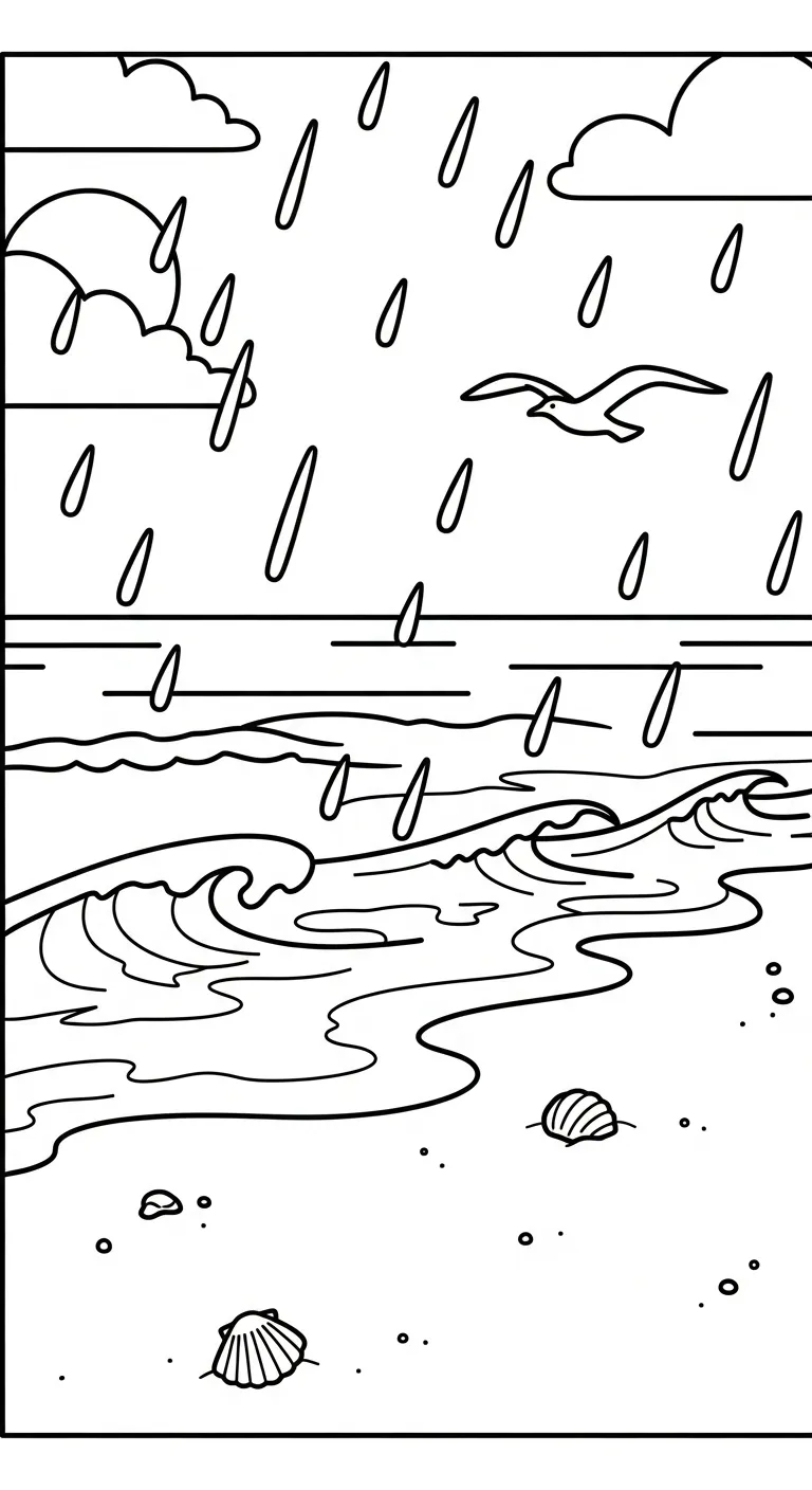 in hình tô màu Trời Mưa cho bé 4 tuổi