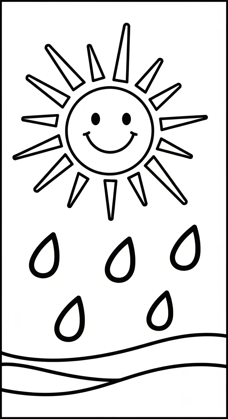 download tranh tô màu Trời Mưa cho bé