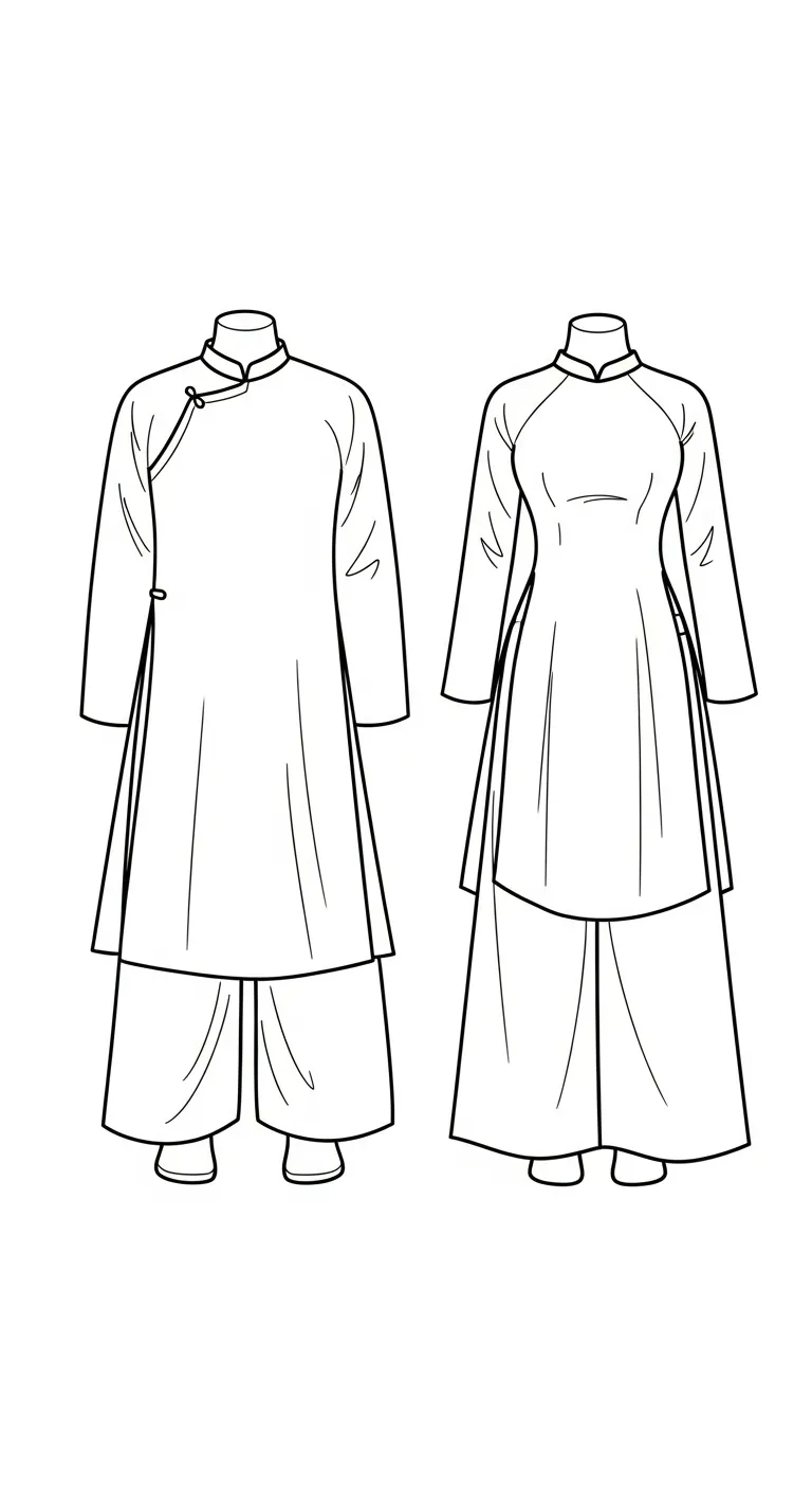 tranh tô màu Áo Dài cho bé 7 tuổi miễn phí 1