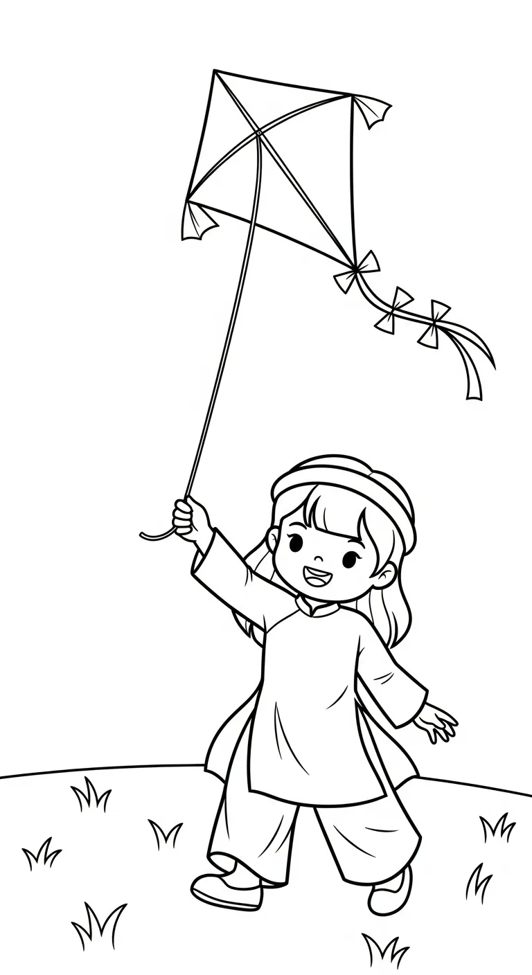 tranh tô màu Áo Dài cho bé 6 tuổi