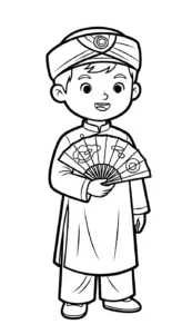 hình tô màu Áo Dài cho bé 8 tuổi miễn phí