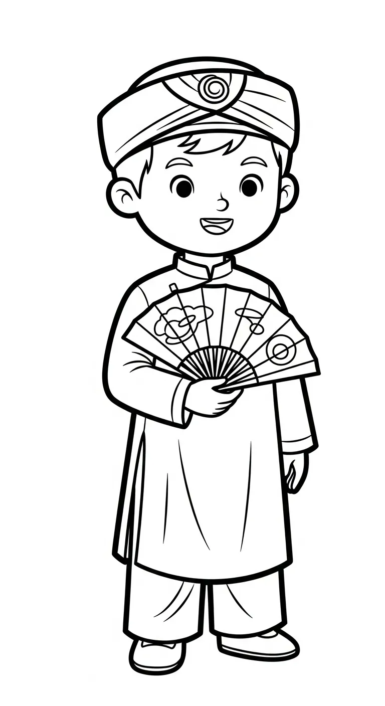 hình tô màu Áo Dài cho bé 8 tuổi miễn phí