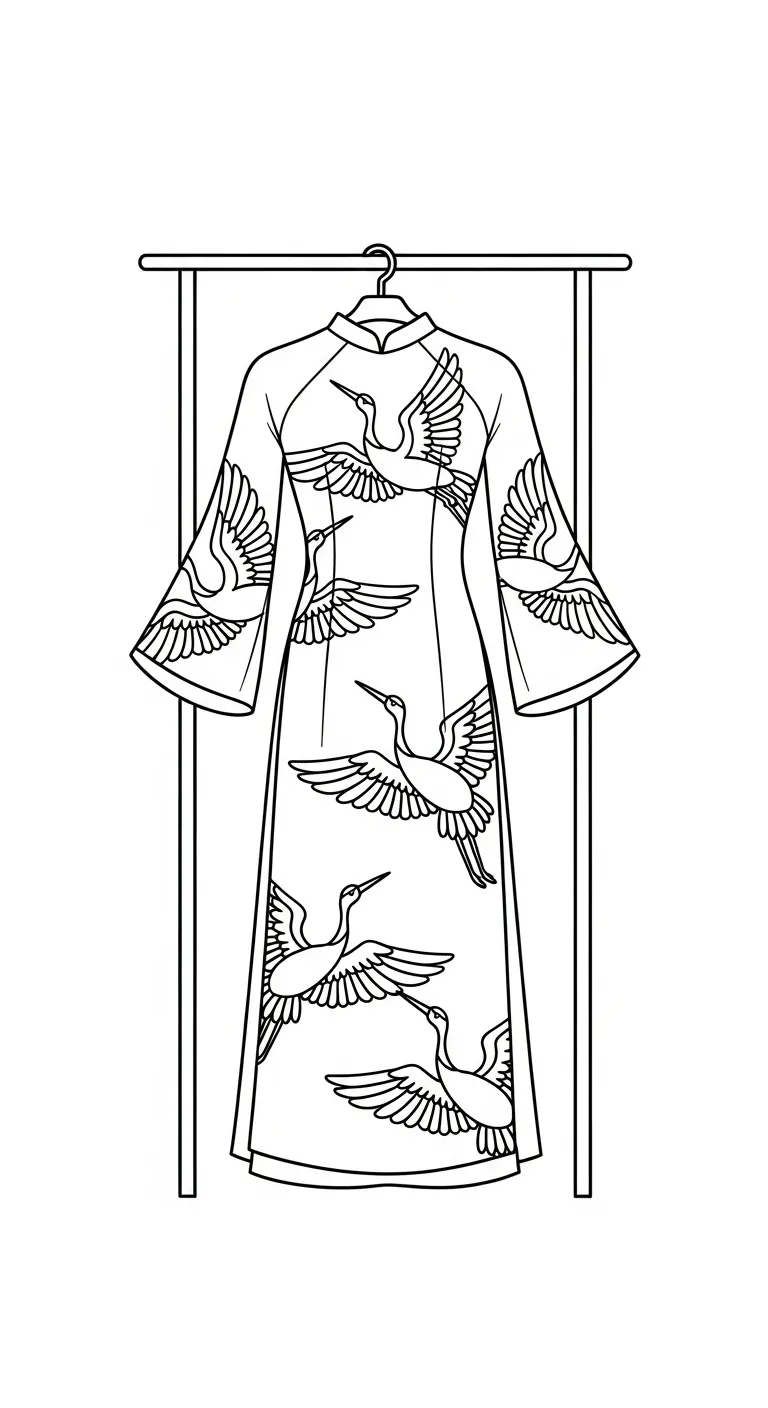 file pdf tranh tô màu Áo Dài cho bé