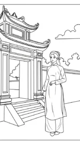 tranh tô màu Áo Dài cho bé 5 tuổi