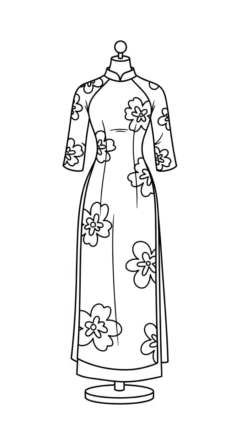 tranh tô màu Áo Dài cho bé tải miễn phí