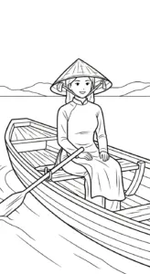 in hình tô màu Áo Dài cho bé 3 tuổi