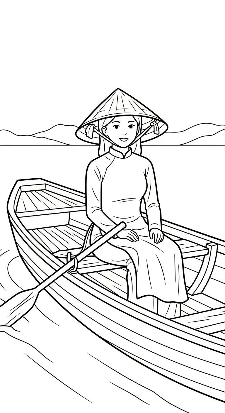 in hình tô màu Áo Dài cho bé 3 tuổi