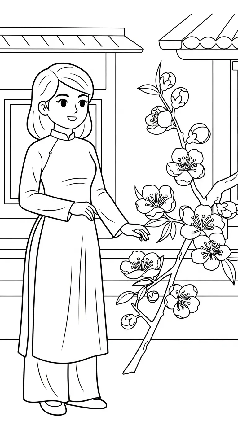 hình tô màu Áo Dài cho bé tải về