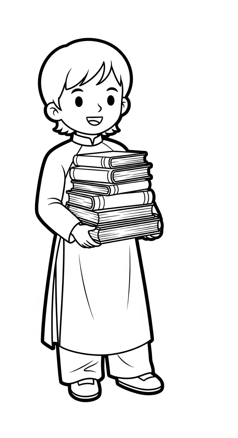 file pdf tranh tô màu Áo Dài cho bé 1