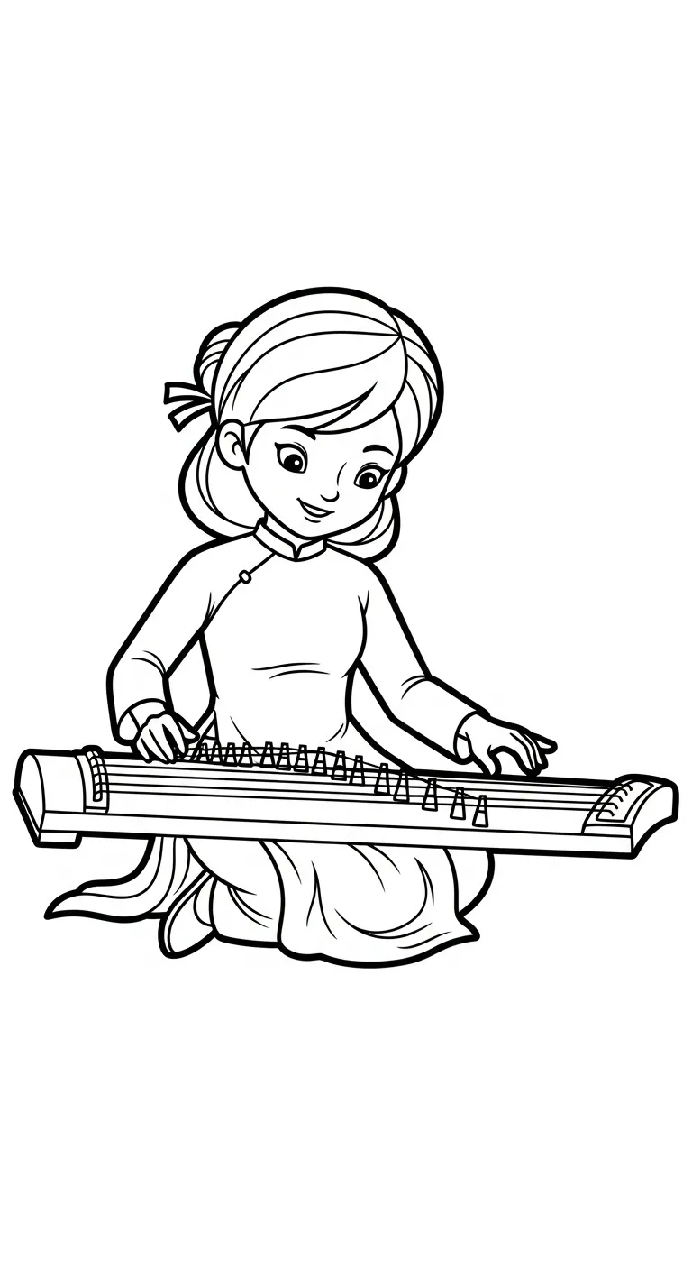 in hình tô màu Áo Dài